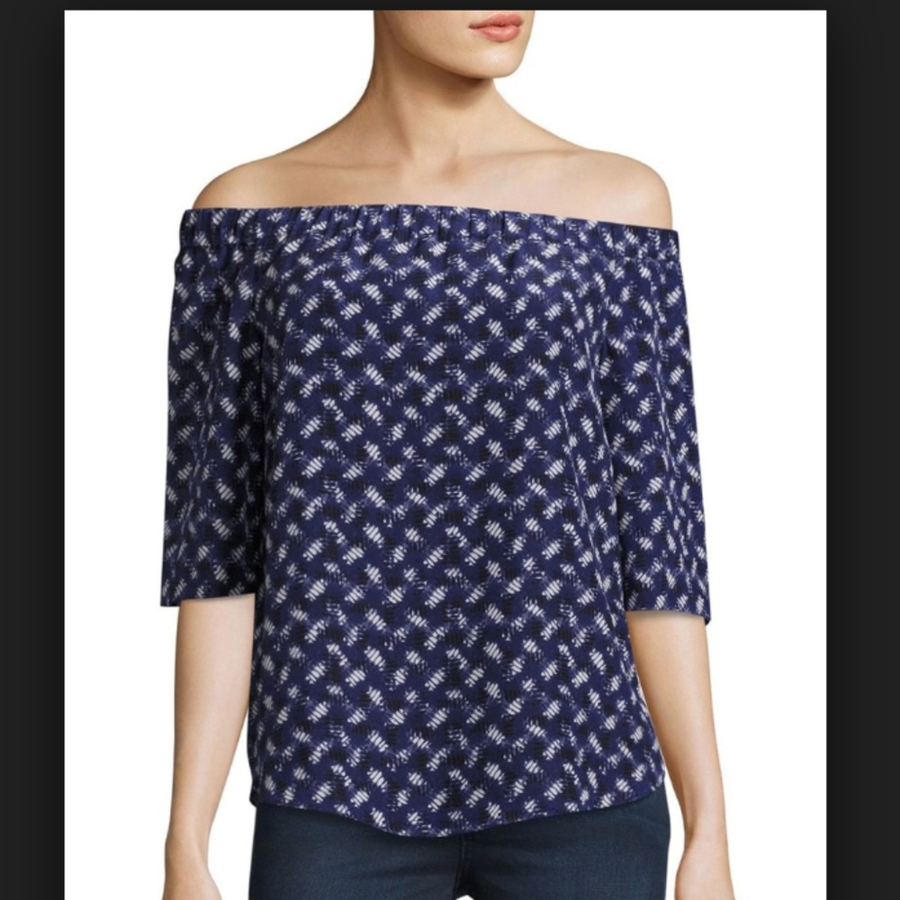 Rebecca Taylor Off the Shoulder Silk Top